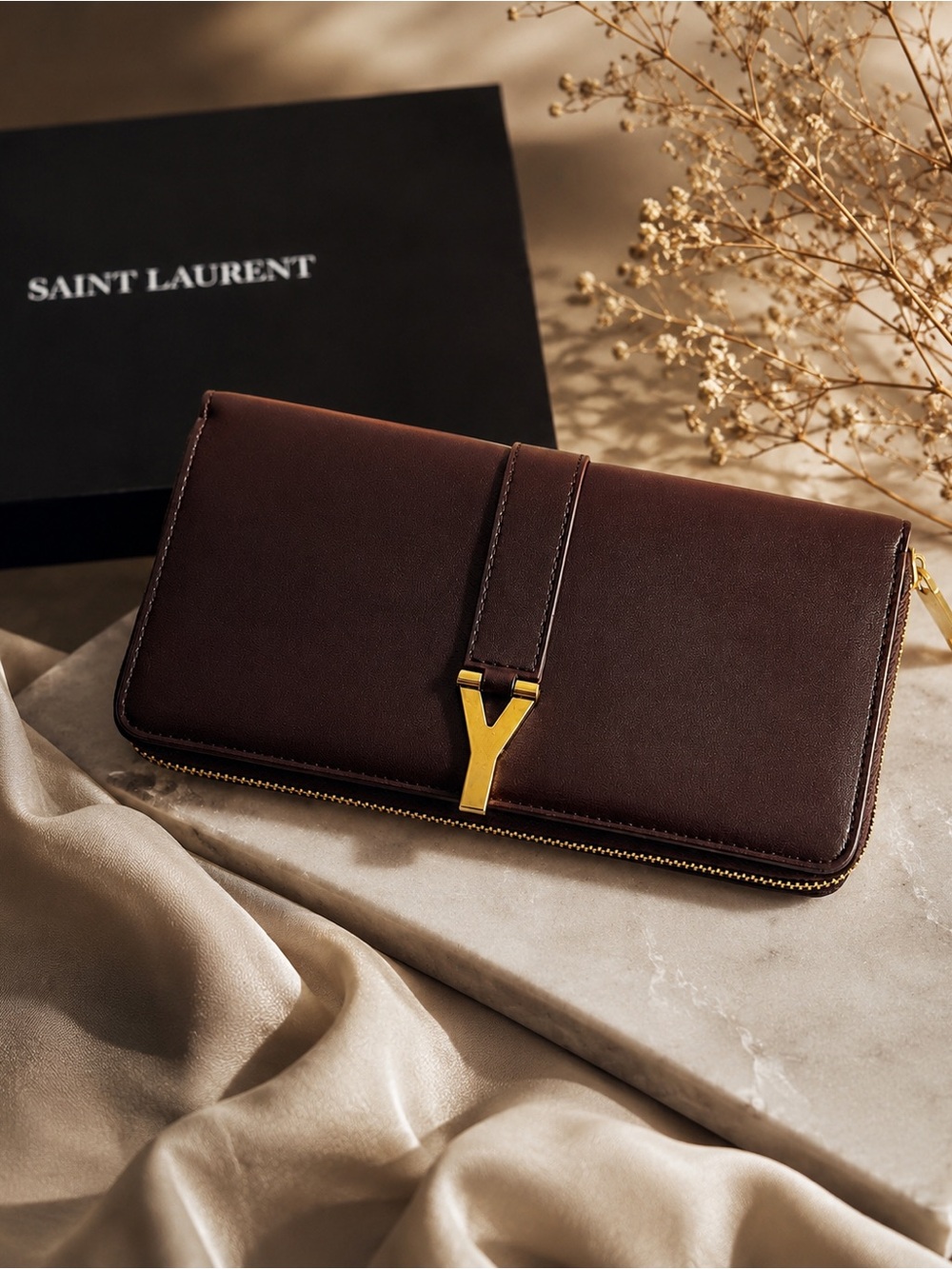 Saint Laurent Dark‎ Brown Leather wallet